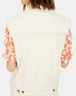 Yerse Vestes, Blousons|Veste en Jean sans manches Jeanne écrue