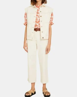 Yerse Vestes, Blousons|Veste en Jean sans manches Jeanne écrue