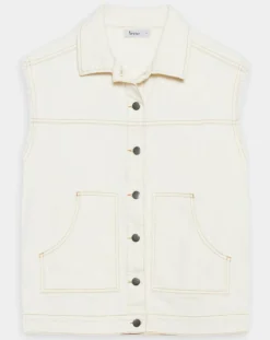 Yerse Vestes, Blousons|Veste en Jean sans manches Jeanne écrue