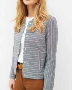 Caroll Vestes, Blousons|Veste en Laine mélangée Danila rayée bleu marine