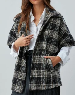 Lauren Vidal Vestes, Blousons|Veste en Laine mélangée manches courtes Biba noire