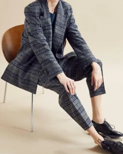 Chloé Stora Vestes, Blousons|Veste en Laine mélangée Ulla à carreaux grise