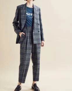 Chloé Stora Vestes, Blousons|Veste en Laine mélangée Ulla à carreaux grise