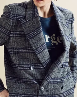 Chloé Stora Vestes, Blousons|Veste en Laine mélangée Ulla à carreaux grise