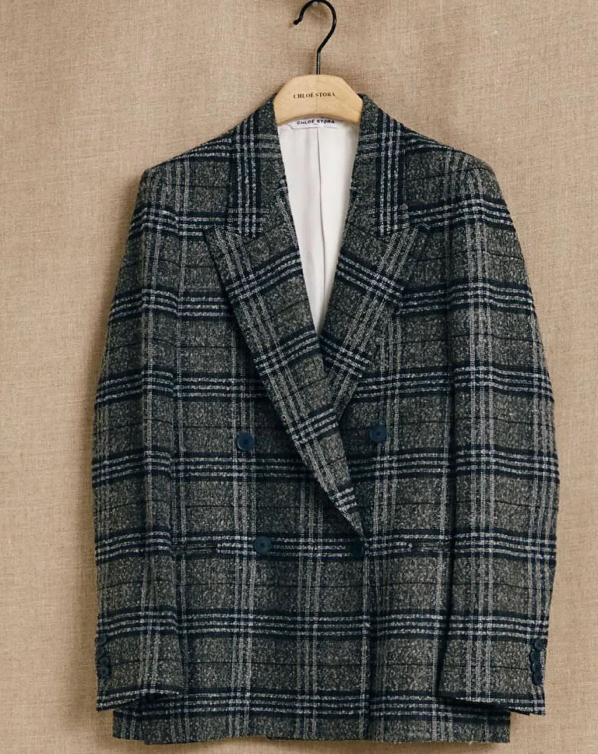 Chloé Stora Vestes, Blousons|Veste en Laine mélangée Ulla à carreaux grise