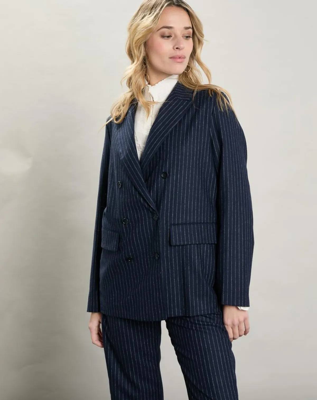 Hartford Vestes, Blousons|Veste en Laine mélangée Velize rayures brutes/marine