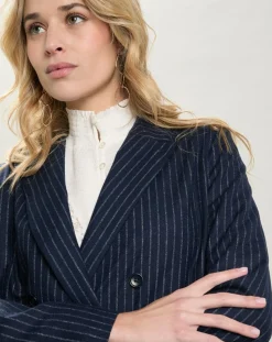 Hartford Vestes, Blousons|Veste en Laine mélangée Velize rayures brutes/marine