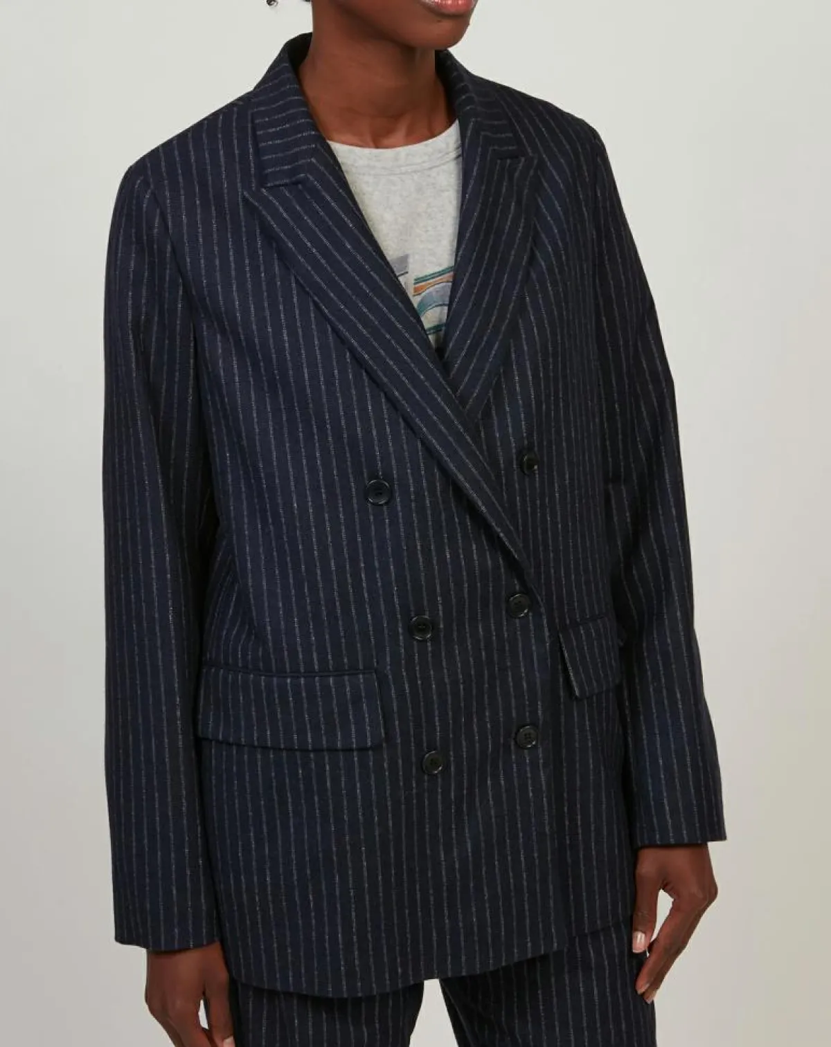 Hartford Vestes, Blousons|Veste en Laine mélangée Velize rayures brutes/marine