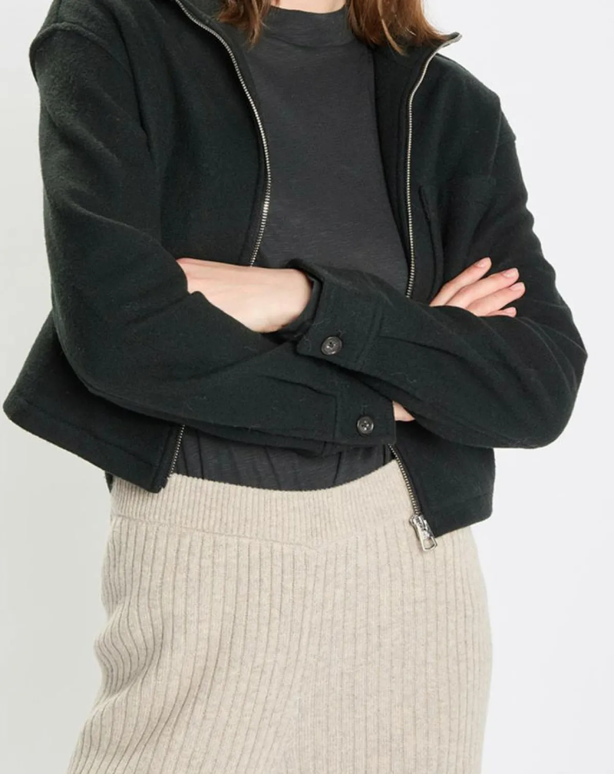 Marc O'Polo Vestes, Blousons|Veste en Laine mélangée vert foncé