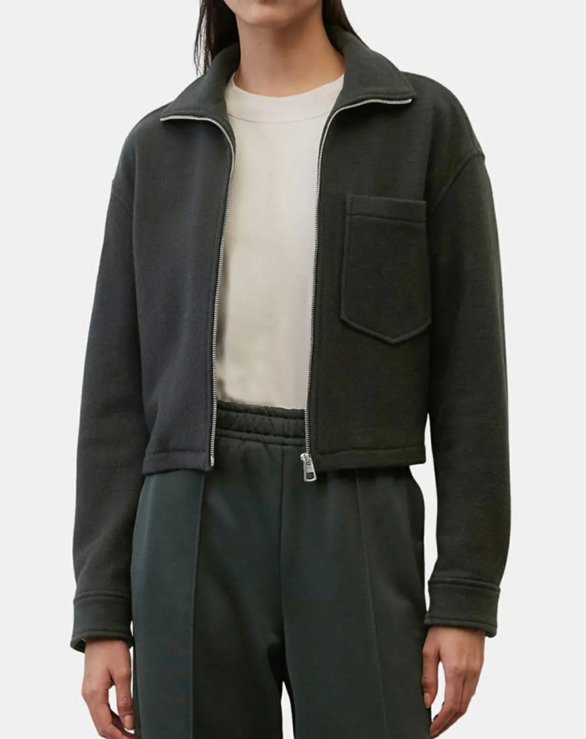 Marc O'Polo Vestes, Blousons|Veste en Laine mélangée vert foncé