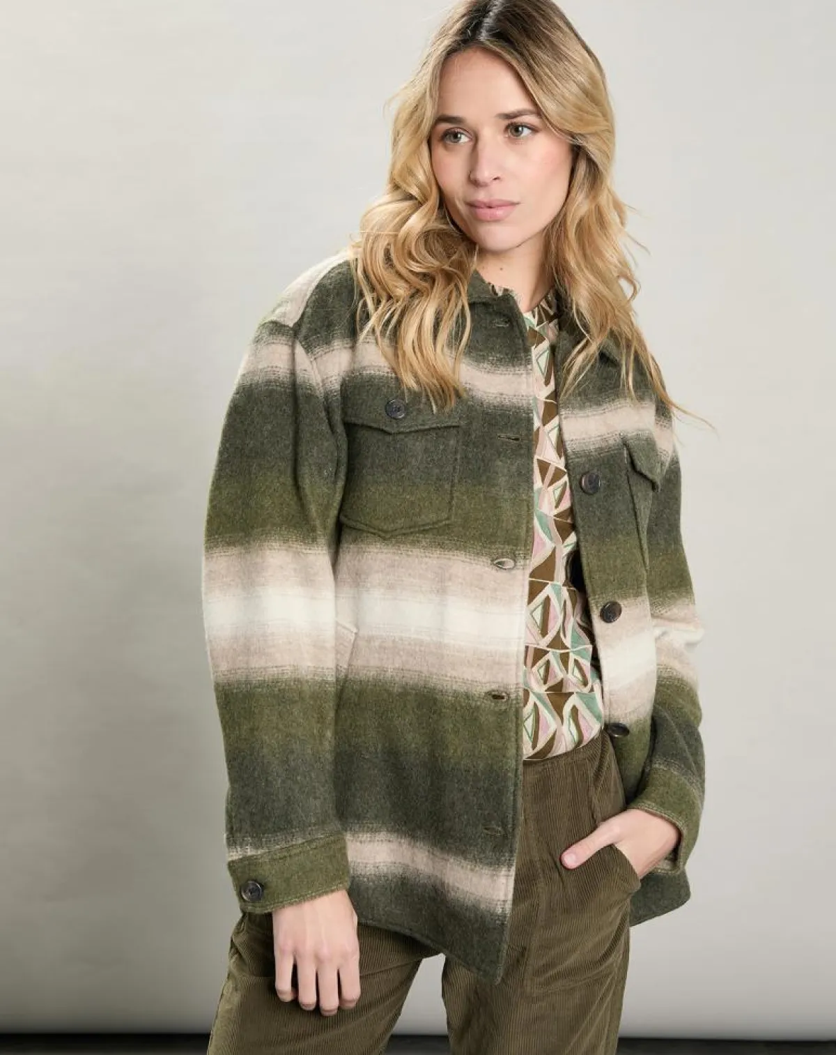 Hartford Vestes, Blousons|Veste en Laine mélangée Voltige beige/vert