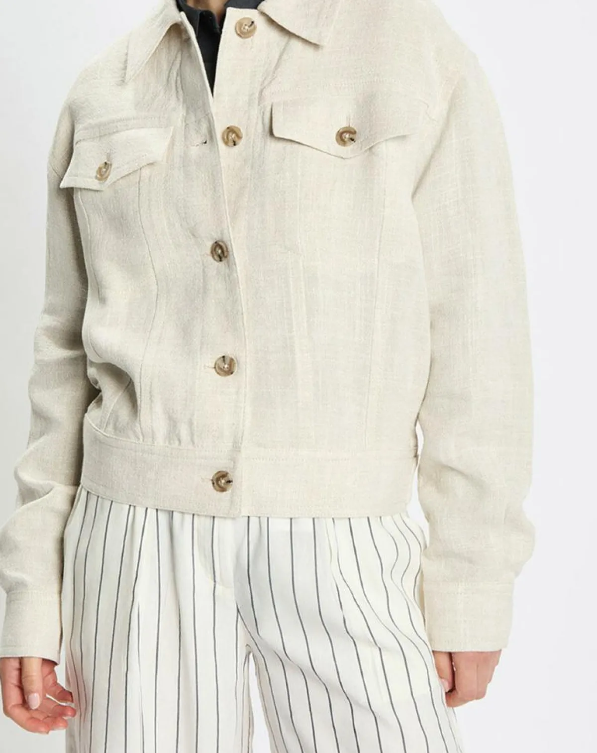 Marc O'Polo Vestes, Blousons|Veste en Lin mélangé Cropped gris clair