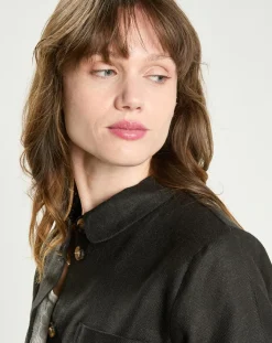 La Petite Etoile Vestes, Blousons|Veste en Lin mélangé Fauline noire