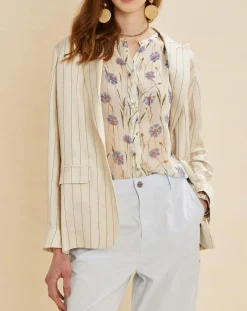 Chloé Stora Vestes, Blousons|Veste en Lin mélangé Valerio écrue