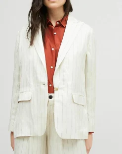 Chloé Stora Vestes, Blousons|Veste en Lin mélangé Valerio écrue