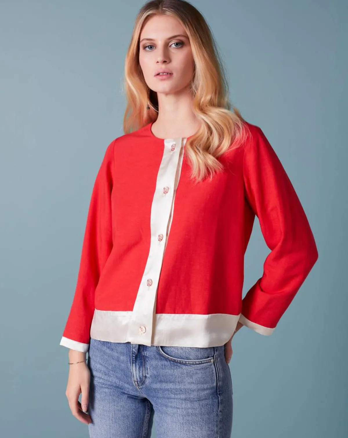 Bellerose Vestes, Blousons|Veste en Lin mélangé Van De rouge