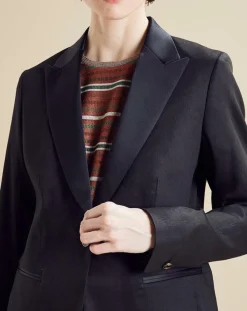 Chloé Stora Vestes, Blousons|Veste en Lin mélangé Victoire noire