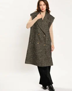 Lauren Vidal Vestes, Blousons|Veste longue sans manches en Laine mélangée Elsa noire