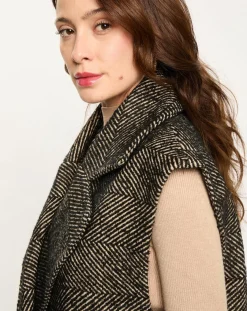 Lauren Vidal Vestes, Blousons|Veste longue sans manches en Laine mélangée Elsa noire