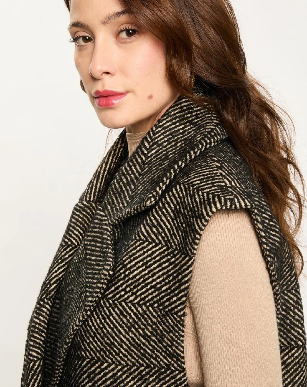 Lauren Vidal Vestes, Blousons|Veste longue sans manches en Laine mélangée Elsa noire