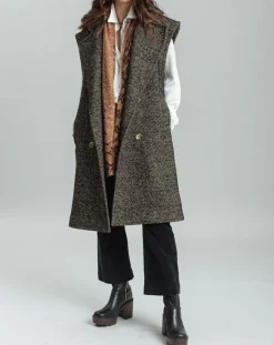 Lauren Vidal Vestes, Blousons|Veste longue sans manches en Laine mélangée Elsa noire