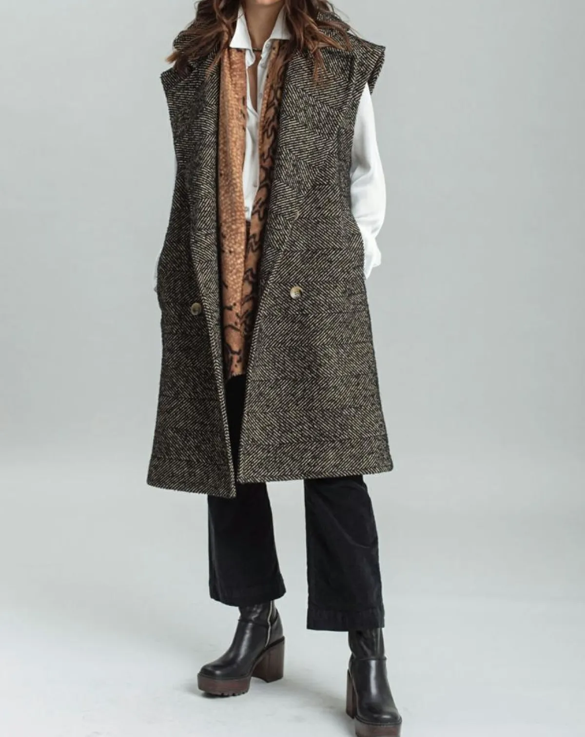 Lauren Vidal Vestes, Blousons|Veste longue sans manches en Laine mélangée Elsa noire