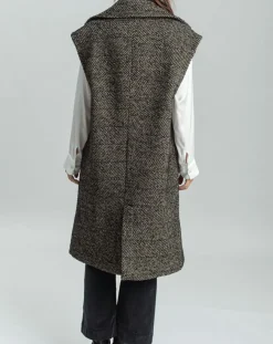 Lauren Vidal Vestes, Blousons|Veste longue sans manches en Laine mélangée Elsa noire