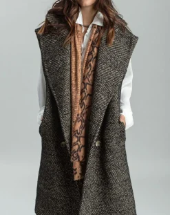 Lauren Vidal Vestes, Blousons|Veste longue sans manches en Laine mélangée Elsa noire