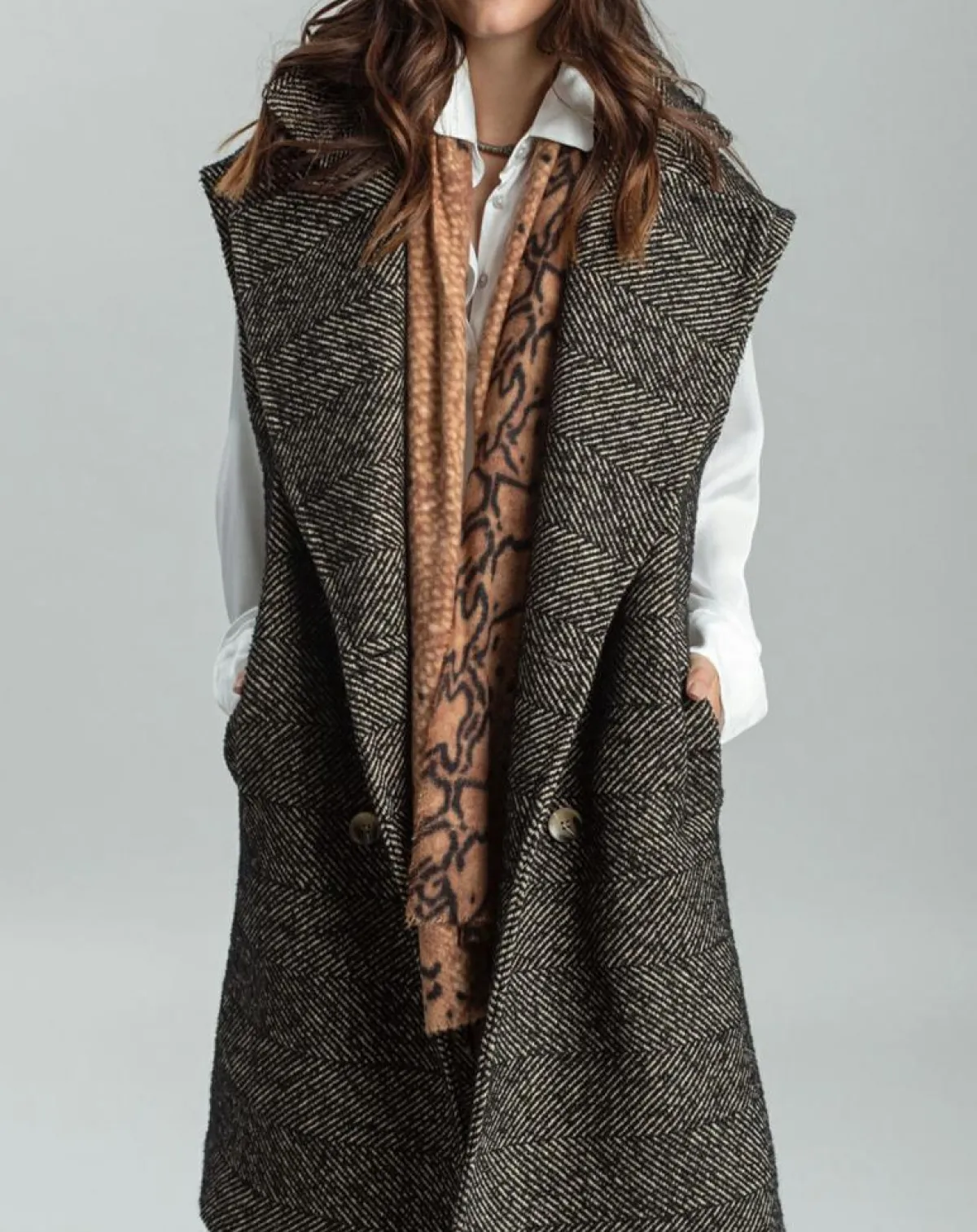 Lauren Vidal Vestes, Blousons|Veste longue sans manches en Laine mélangée Elsa noire