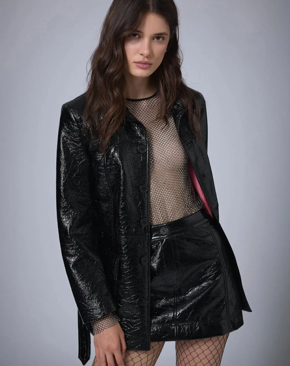 Manoush Vestes, Blousons|Veste longue vinyle noire