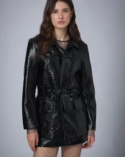 Manoush Vestes, Blousons|Veste longue vinyle noire