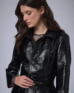 Manoush Vestes, Blousons|Veste longue vinyle noire