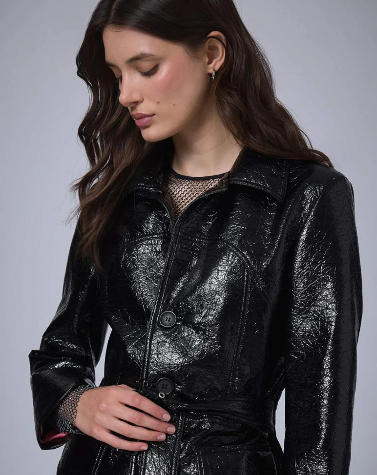 Manoush Vestes, Blousons|Veste longue vinyle noire