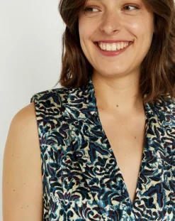 Lauren Vidal Vestes, Blousons|Veste Lou imprimée bleu/crème