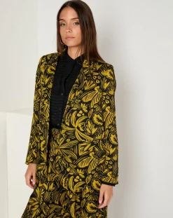See u Soon Vestes, Blousons|Veste Louise satinée imprimée jaune