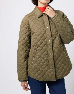 Esprit Manteaux|Veste matelassée light coupe ample type chasse kaki