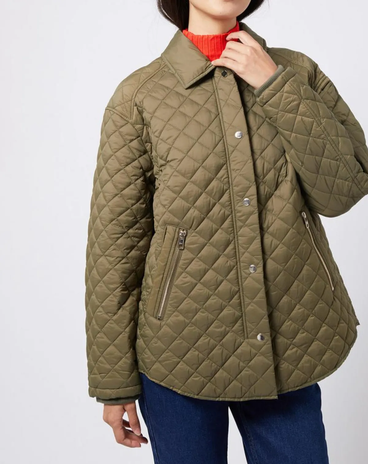 Esprit Manteaux|Veste matelassée light coupe ample type chasse kaki