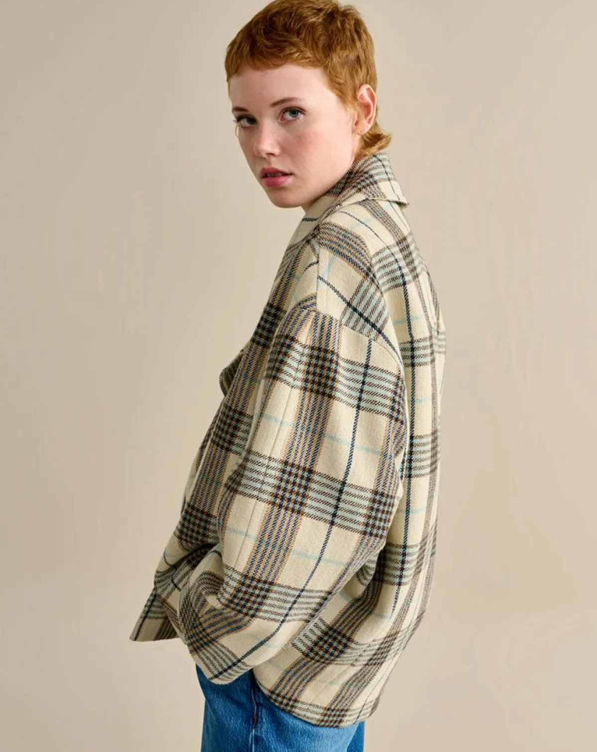 Bellerose Vestes, Blousons|Veste oversize en Laine mélangée Voltaire beige/marron