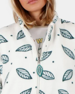 Mr Wonderful Lingerie, Nuit|Veste polaire Flowers blanc/vert