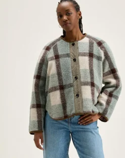 Bellerose Vestes, Blousons|Veste réversible en Laine mélangée Hari rose/vert