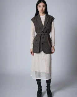 Manoush Vestes, Blousons|Veste sans manches en Laine mélangée Raymonde chocolat