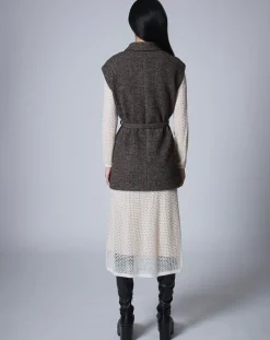 Manoush Vestes, Blousons|Veste sans manches en Laine mélangée Raymonde chocolat