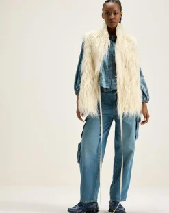Bellerose Vestes, Blousons|Veste sans manches réversible en fausse fourrure Jaden crème