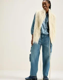 Bellerose Vestes, Blousons|Veste sans manches réversible en fausse fourrure Jaden crème