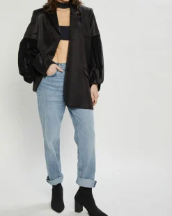 Comme des Garçons Vestes, Blousons|Veste satinée bimatière noire