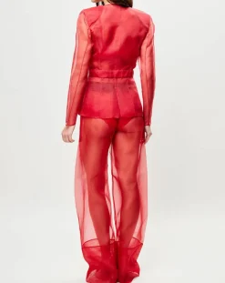 La Perla Vestes, Blousons|Veste transparente à épaulettes Esprit d'Atelier 100% Soie rouge