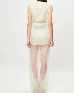 La Perla Vestes, Blousons|Veste transparente sans manches Esprit d'Atelier en Soie écrue